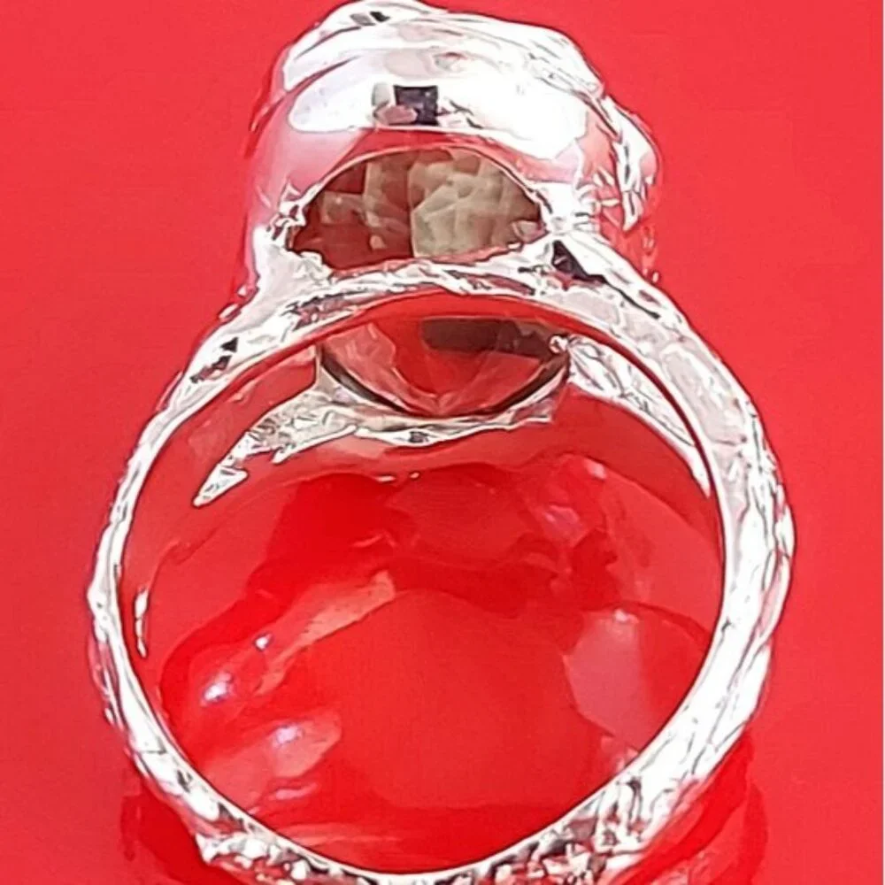 16 ct Natural Green‎ Amethyst 925 Sterling Silver Size 7 - Picture 9 of 10